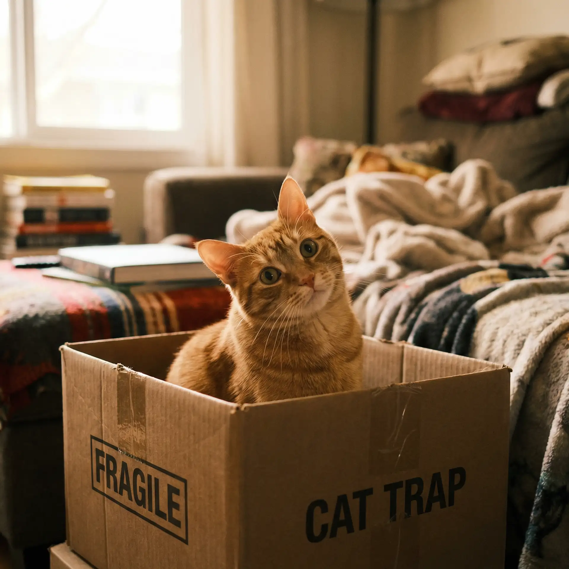 橘猫躲在纸箱里 - 狼友集中营